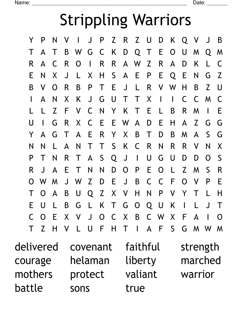 Strippling Warriors Word Search