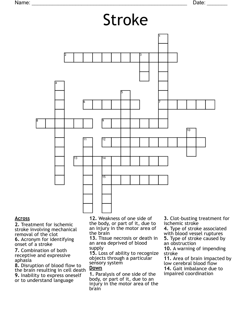 Stroke Crossword