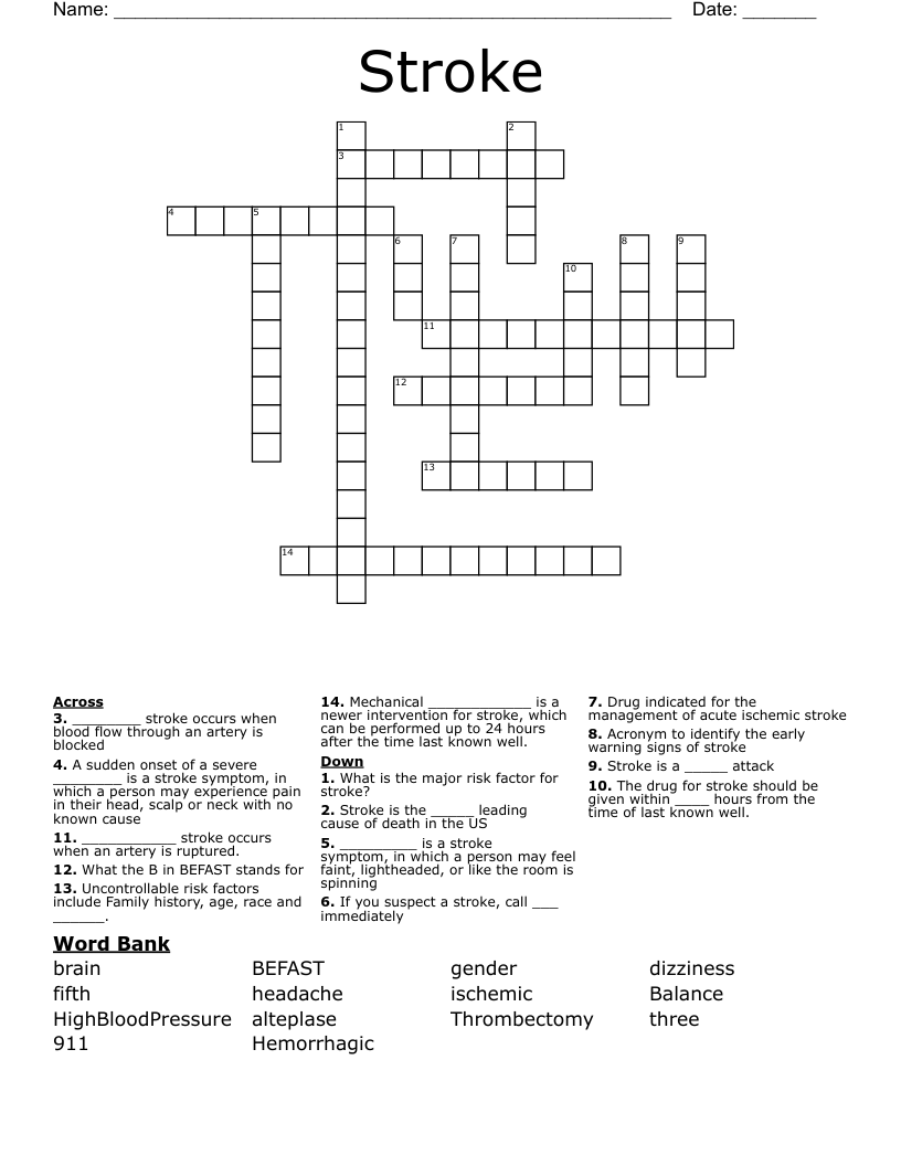 Stroke Crossword