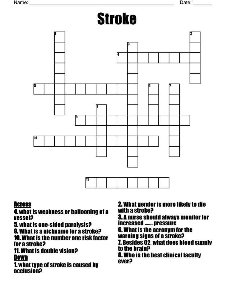 Stroke Crossword