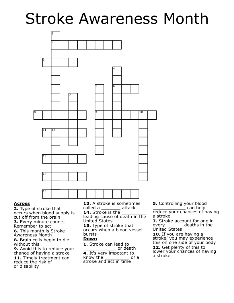 Stroke Awareness Month Crossword