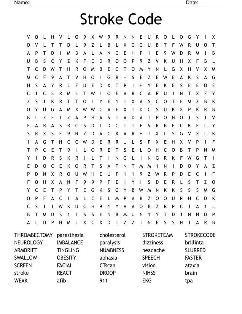 Stroke Code Word Search