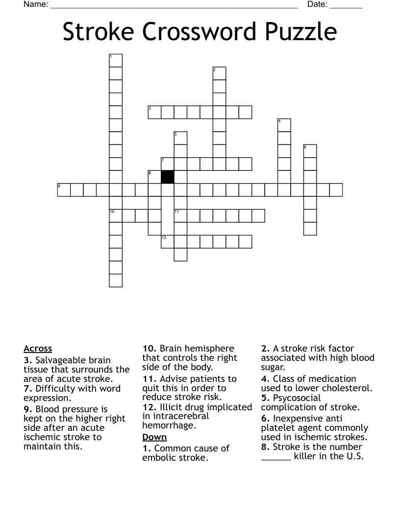 Stroke Crossword Puzzle