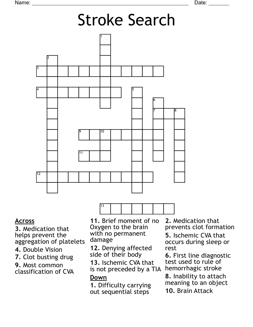Stroke Search Crossword