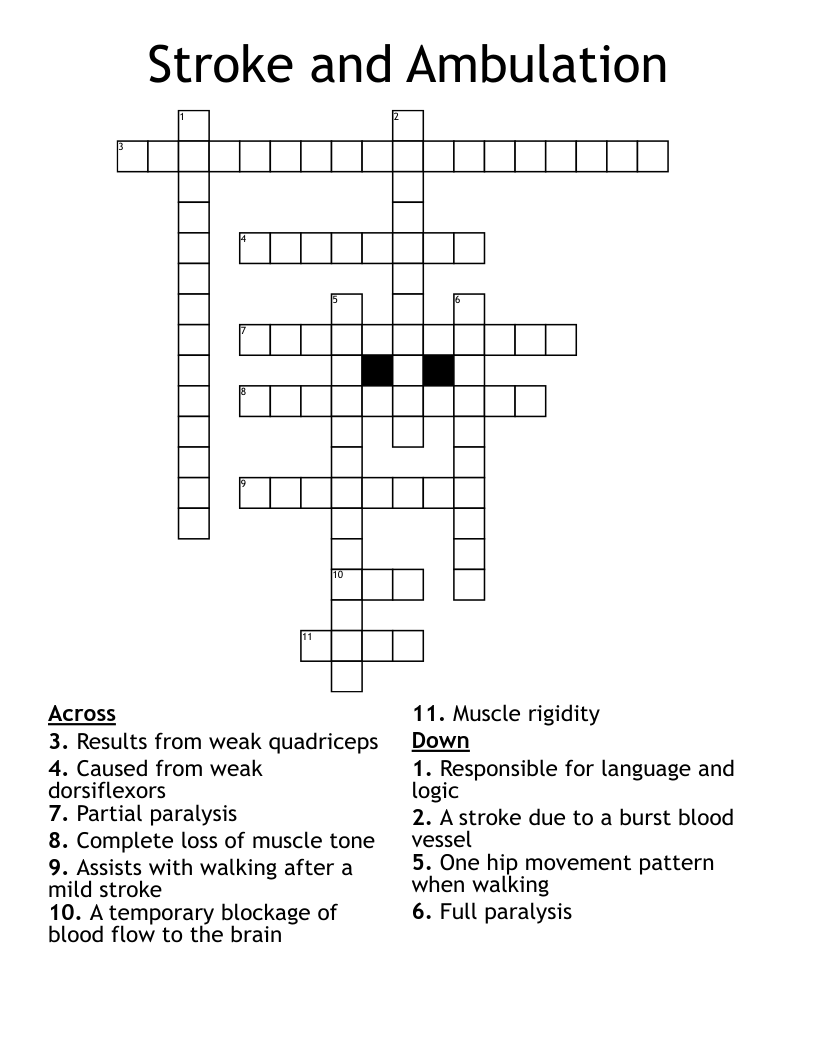 Stroke and Ambulation Crossword