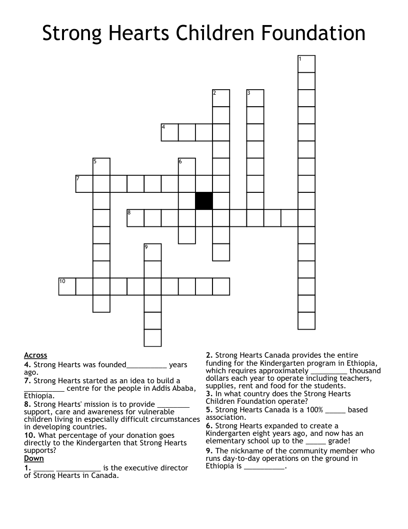 Strong Hearts Children Foundation Crossword