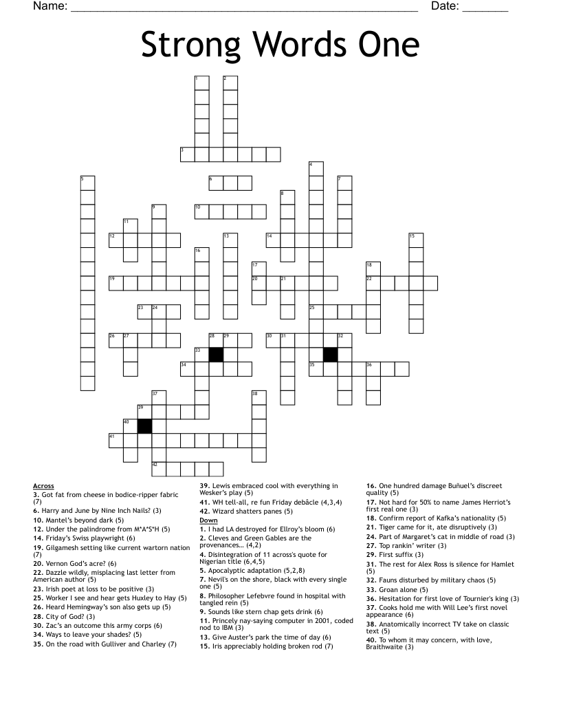 Strong Words One Crossword