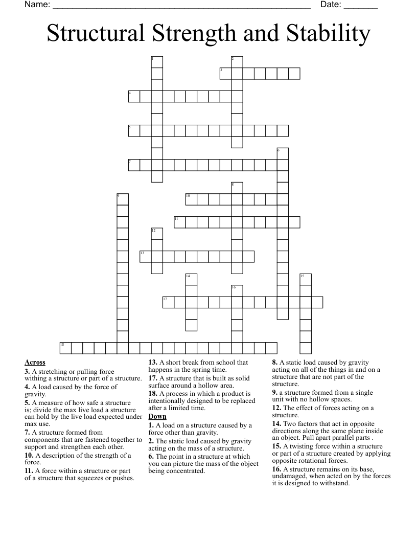 Structural Strength and Stability  Crossword