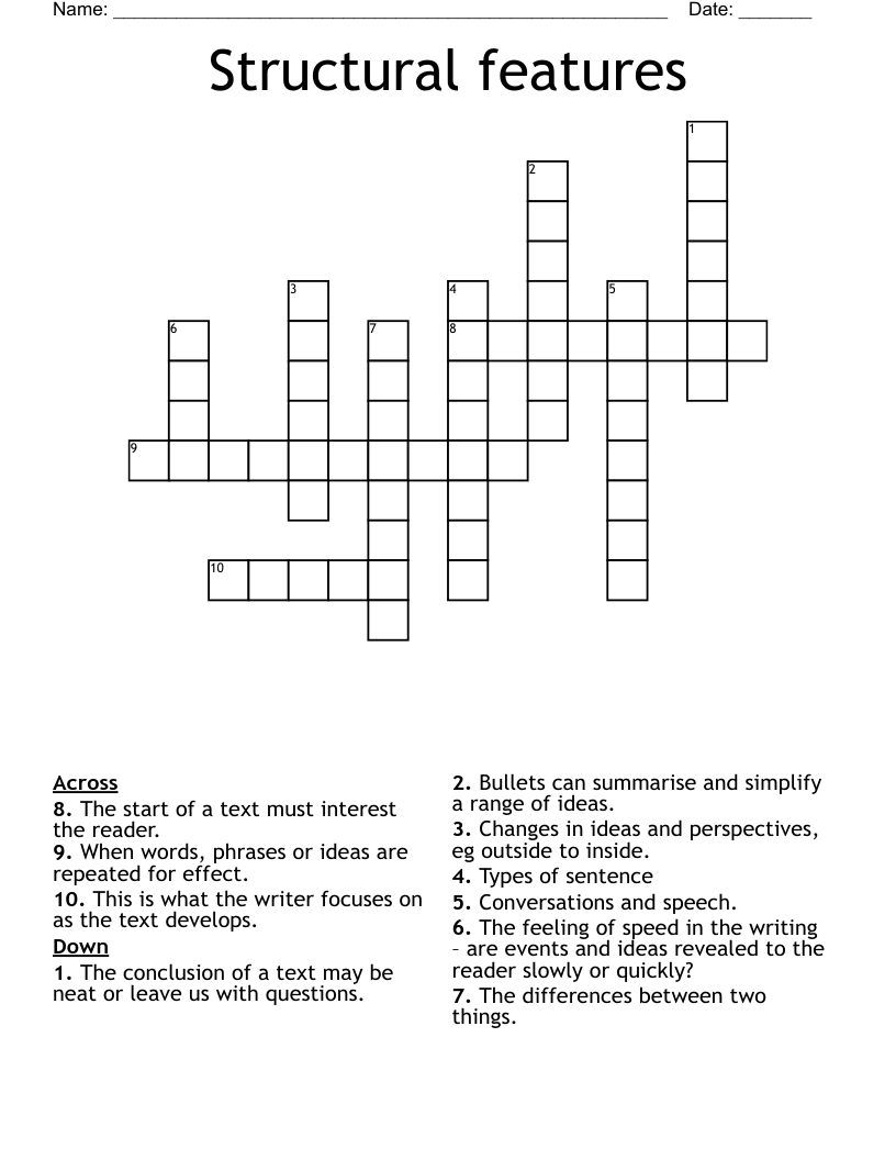 Structural features Crossword