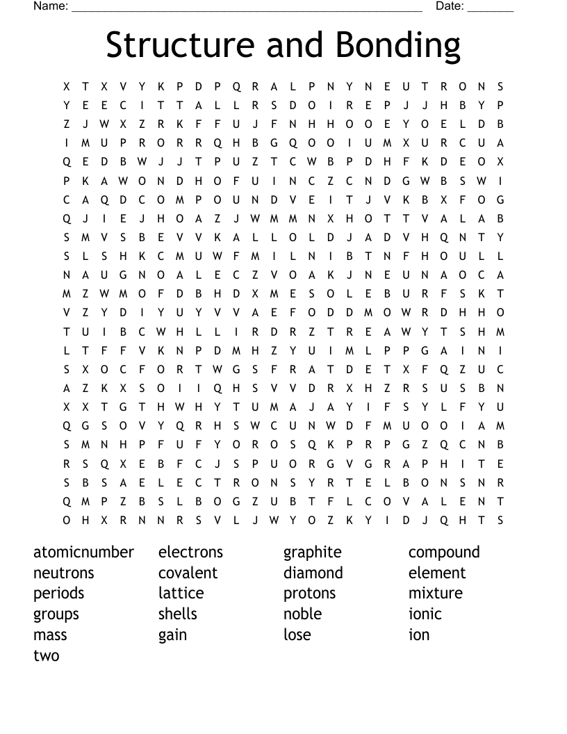 Structure and Bonding Word Search