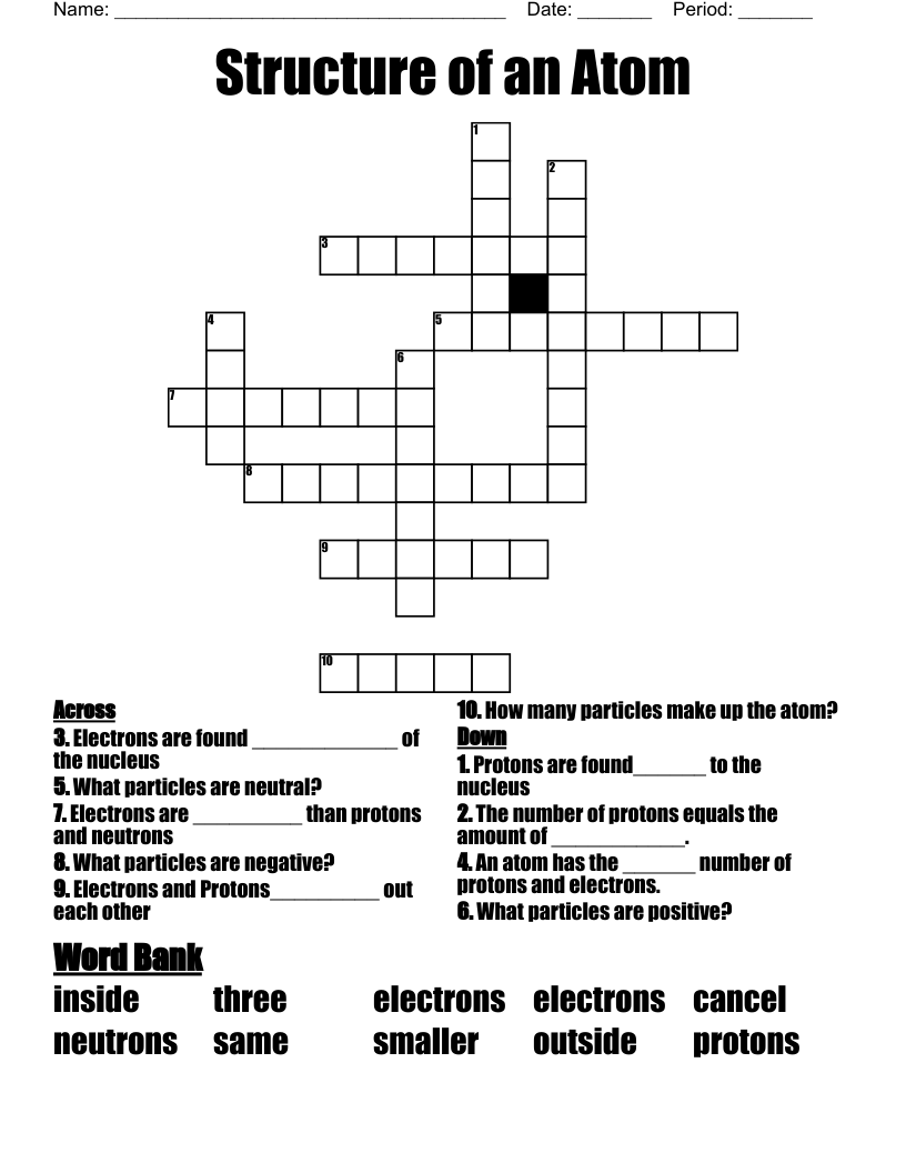 Structure of an Atom Crossword