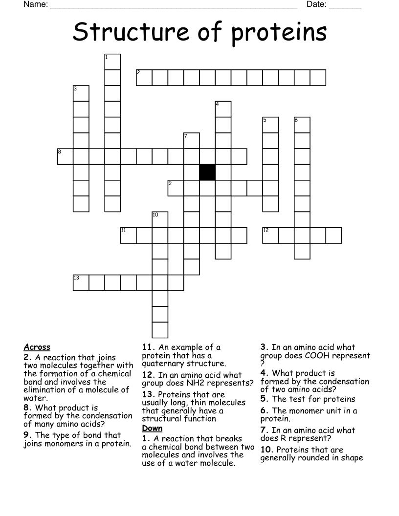 Structure of proteins  Crossword