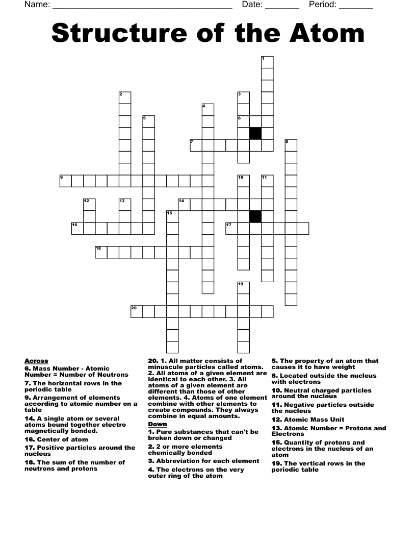 Structure of the Atom Crossword