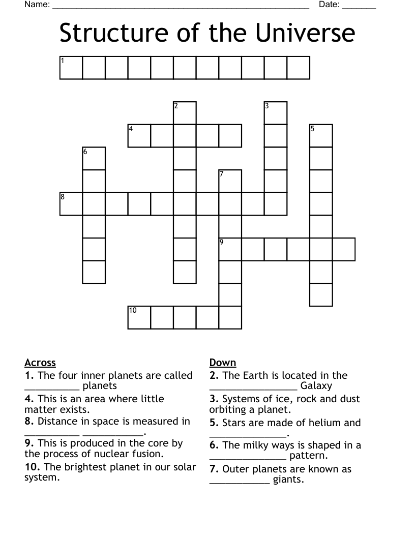 Structure of the Universe Crossword