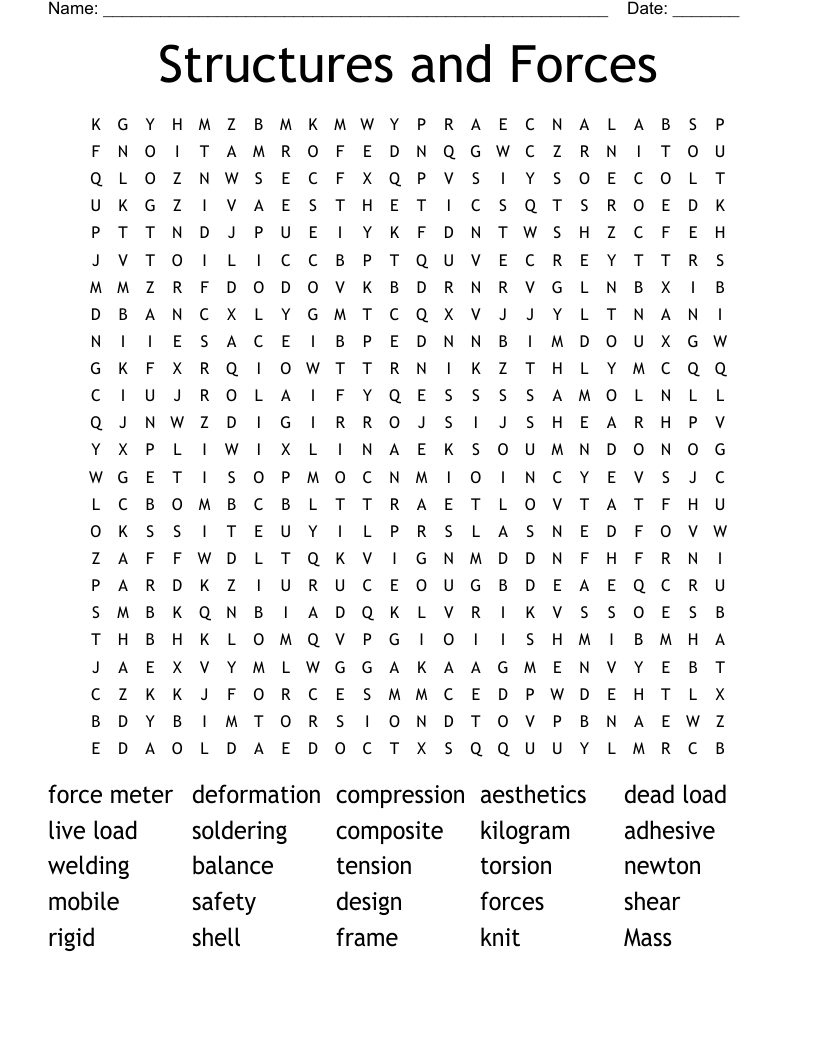 Structures and Forces Word Search