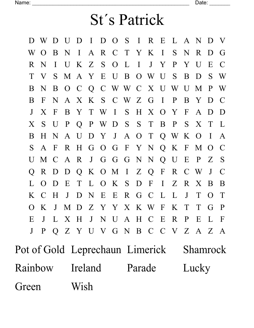 St´s Patrick Word Search
