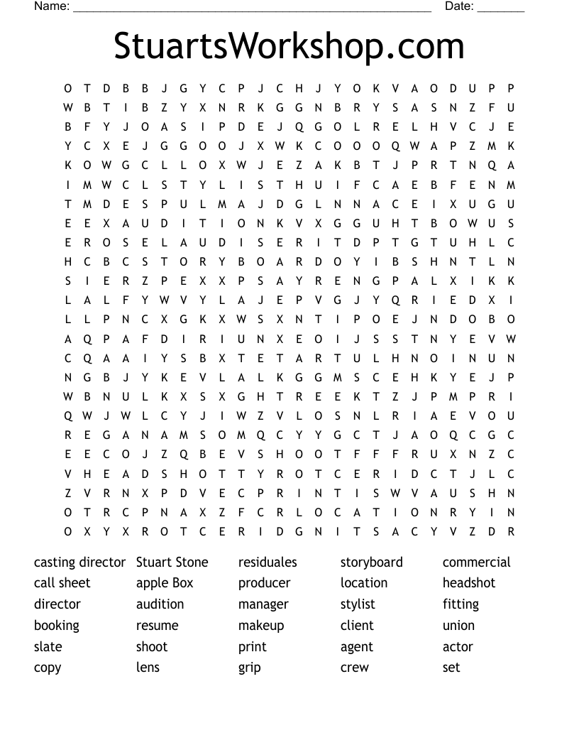 StuartsWorkshop.com Word Search