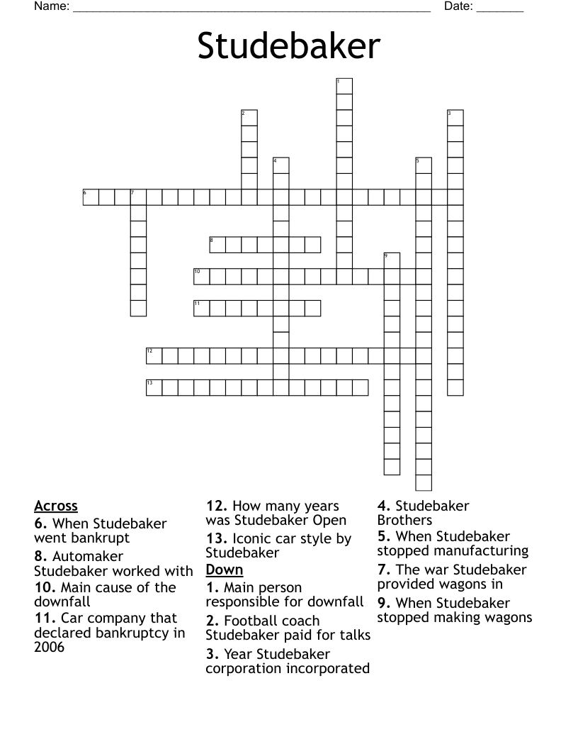 Studebaker Crossword