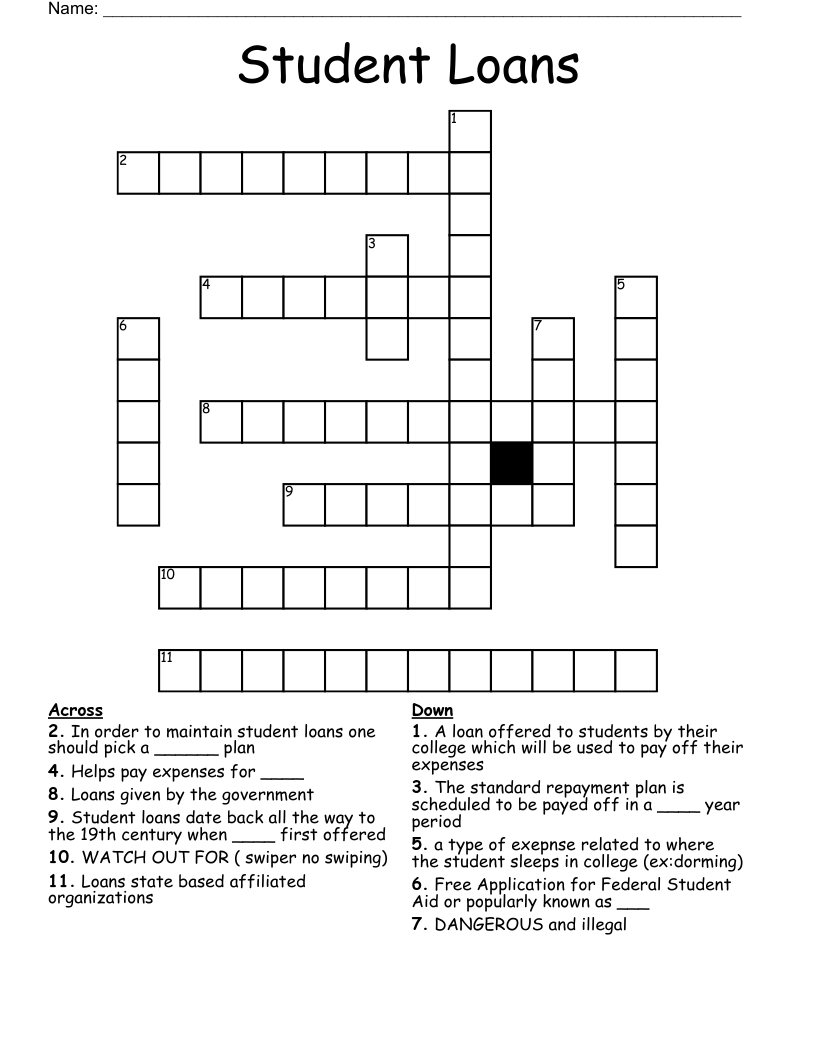 Student Loans Crossword