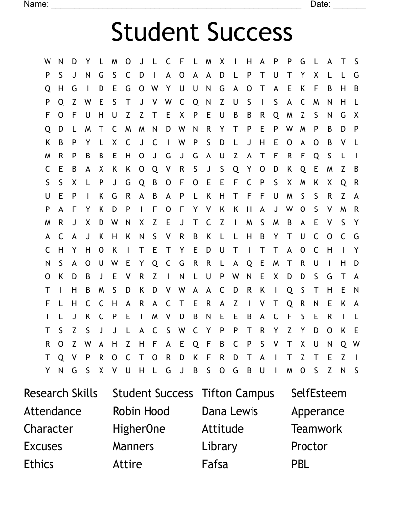 Student Success Word Search