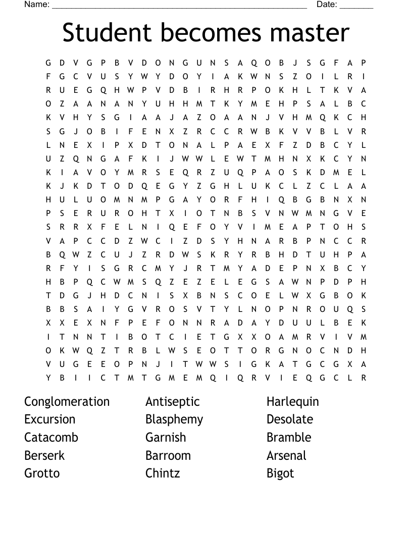 Student becomes master Word Search