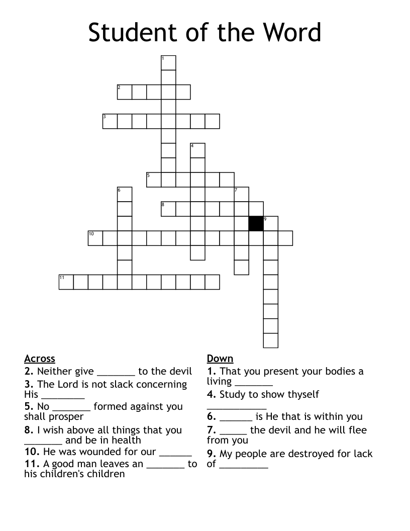 Student of the Word Crossword