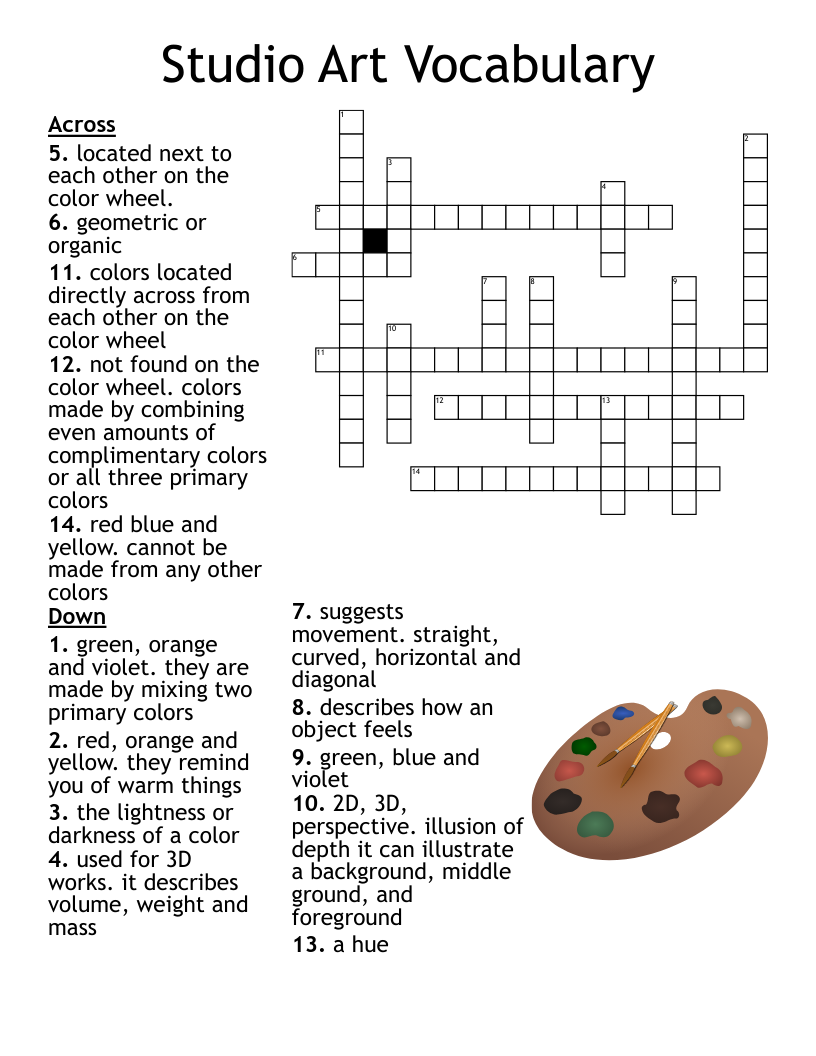 Studio Art Vocabulary  Crossword