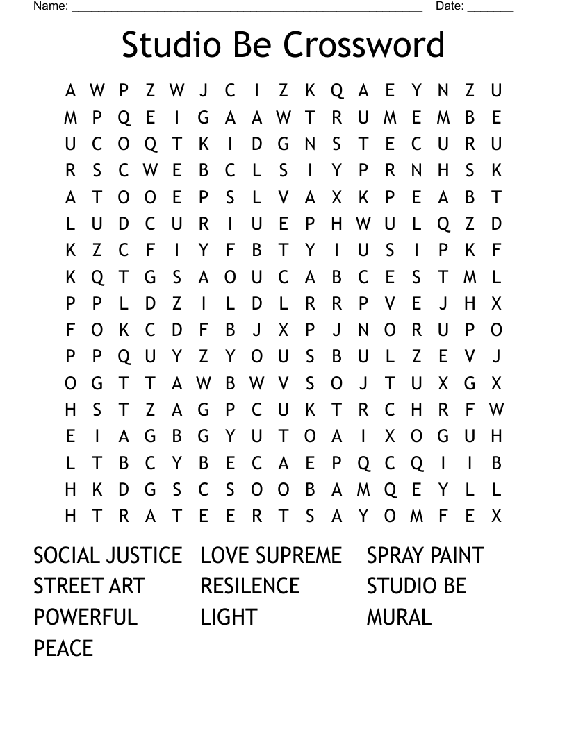 Studio Be Crossword Word Search