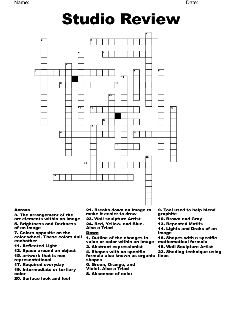 Studio Review Crossword