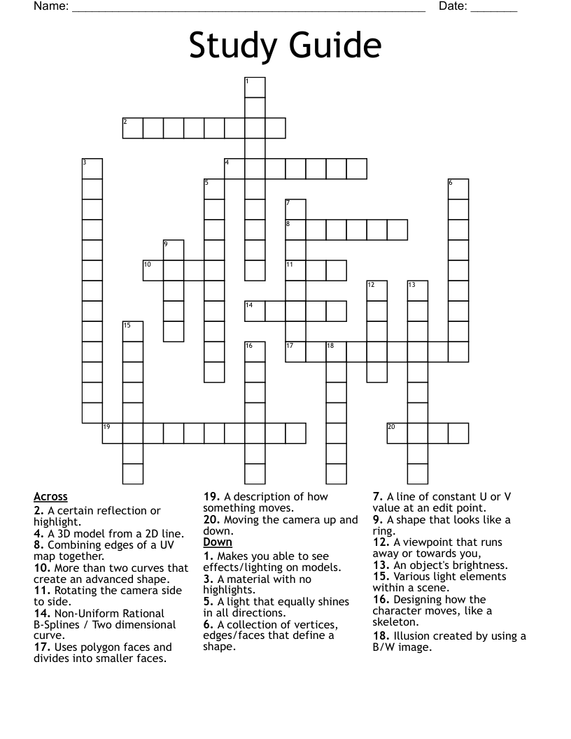 Study Guide Crossword