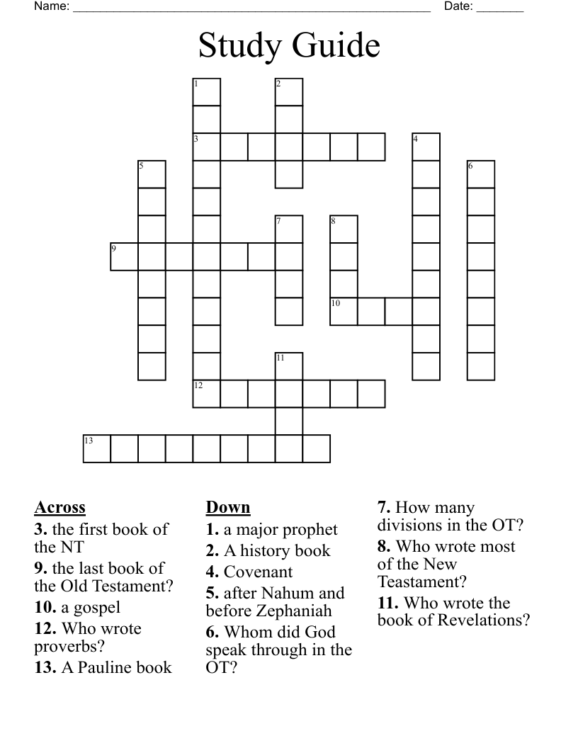 Study Guide Crossword
