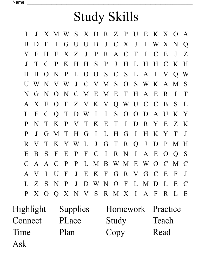 Study Skills Word Search