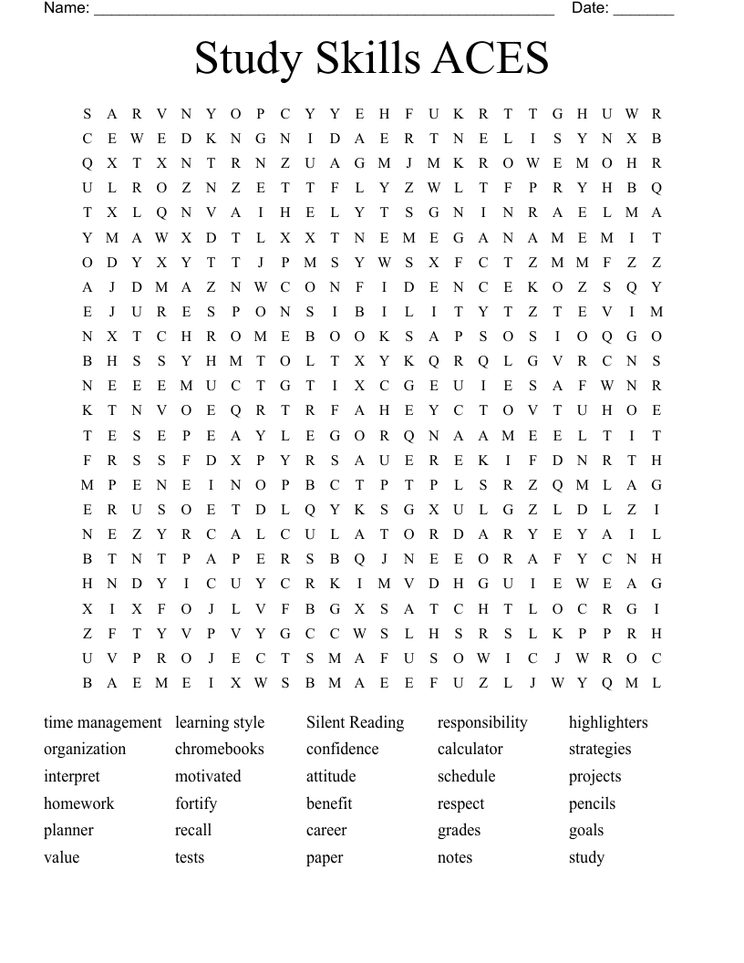 Study Skills ACES Word Search