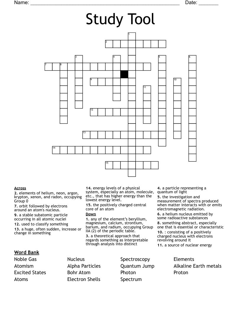 Study Tool Crossword