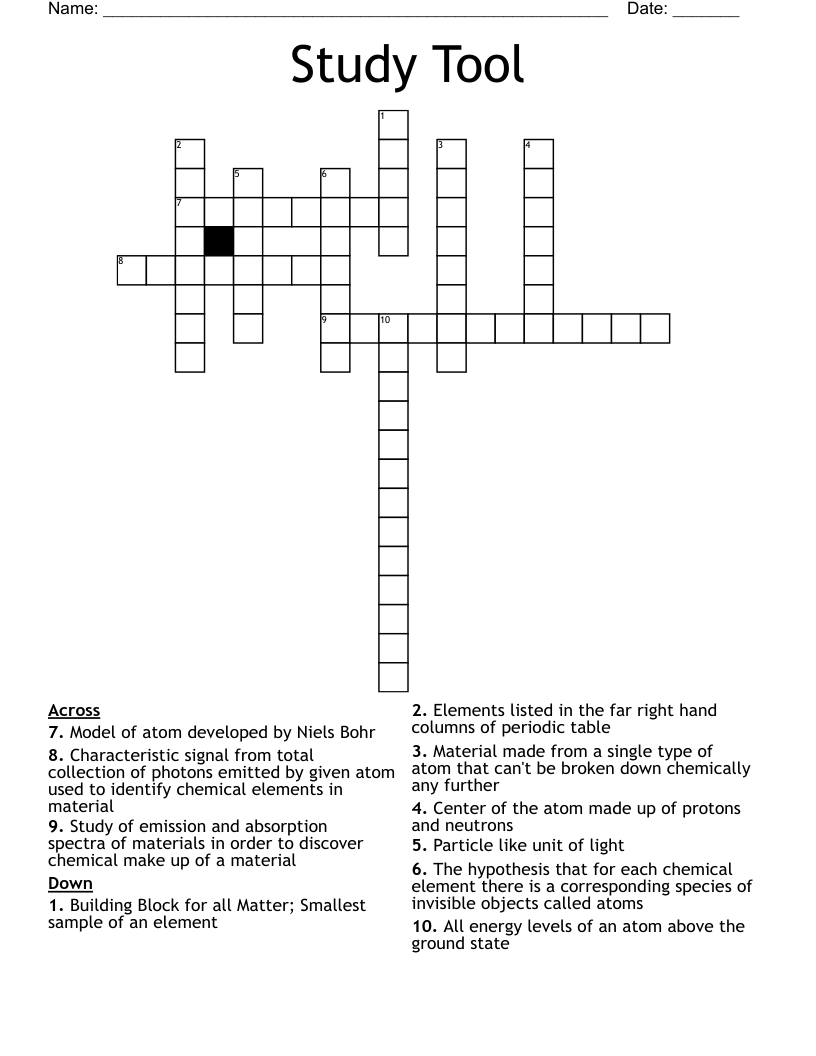 Study Tool  Crossword