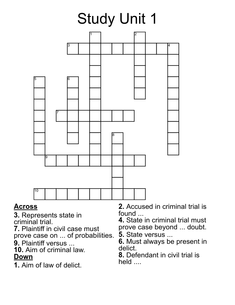 Study Unit 1 Crossword