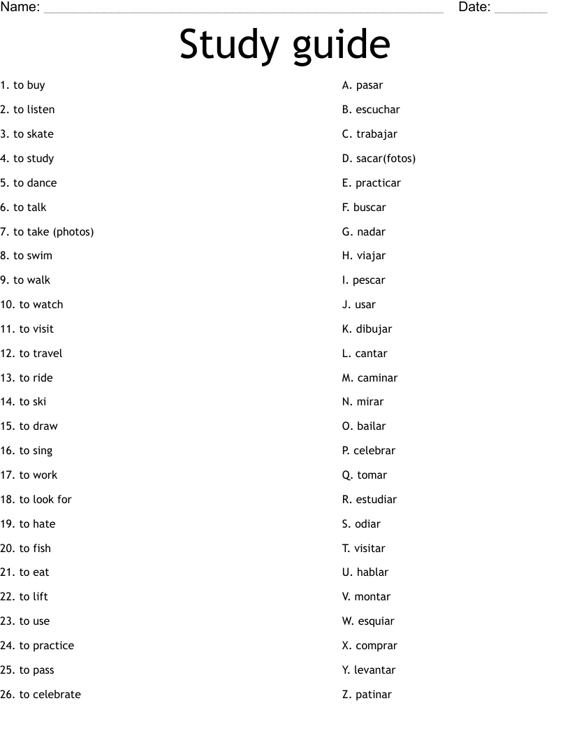 Study guide Worksheet