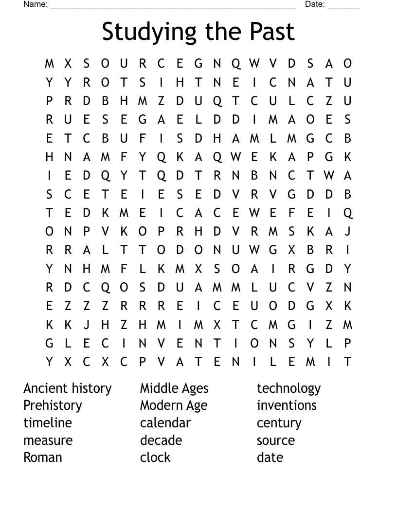 Studying the Past Word Search
