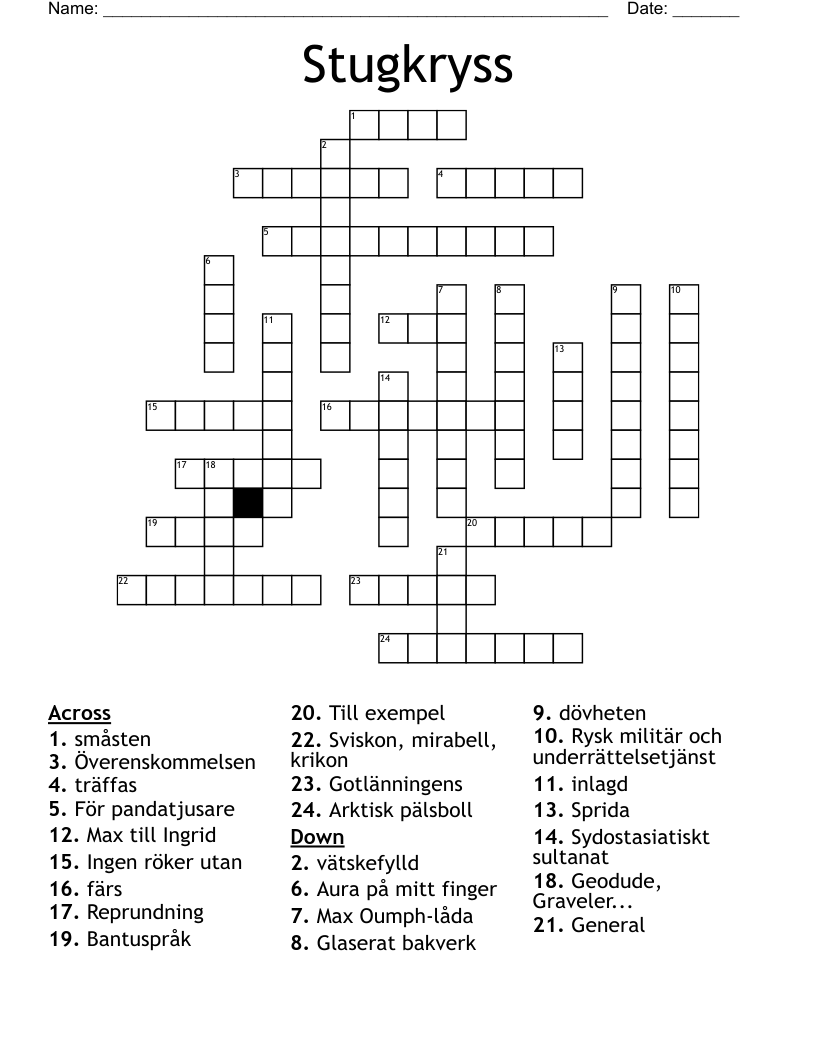 Stugkryss Crossword
