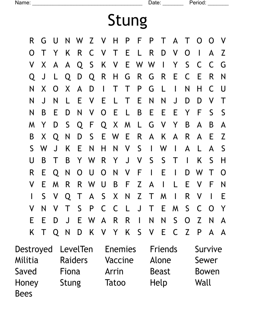 Stung Word Search