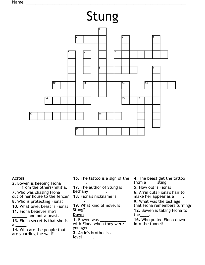 Stung Crossword