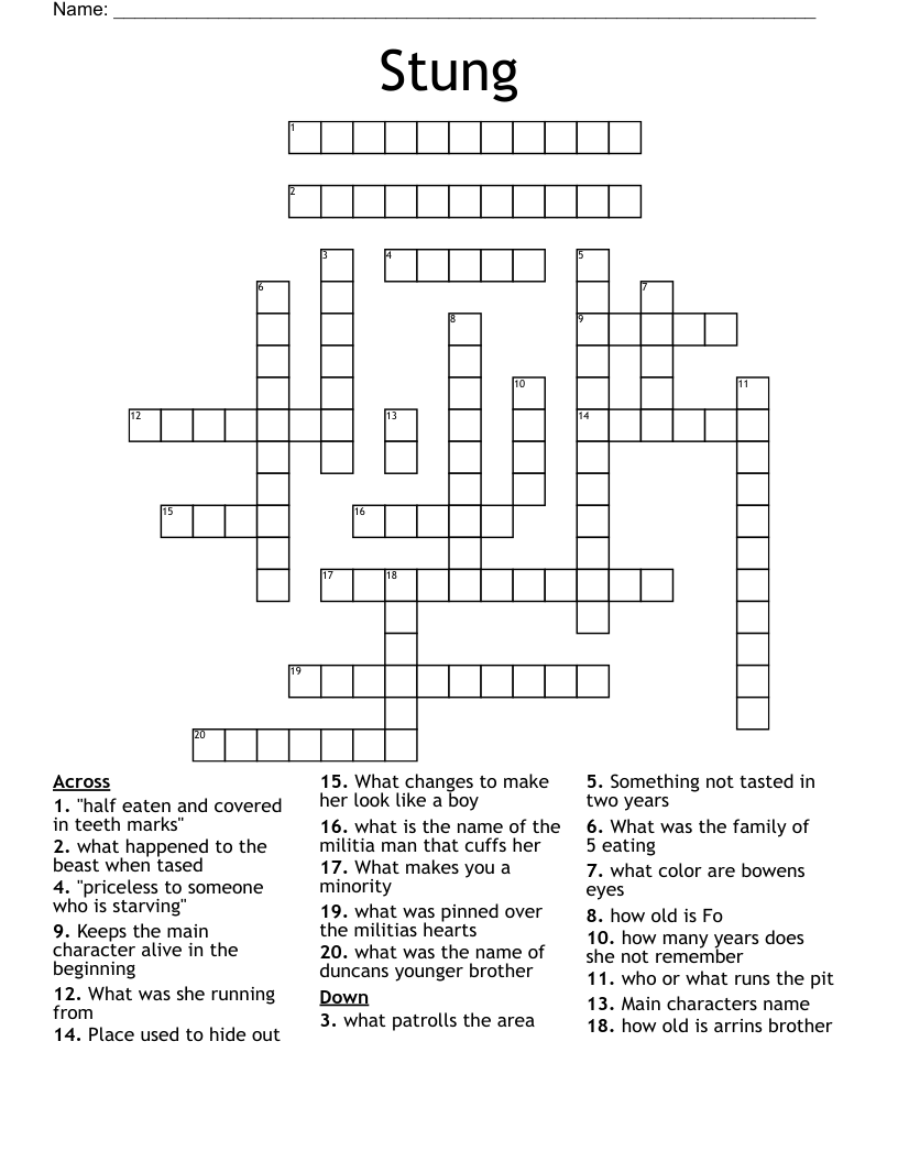Stung Crossword