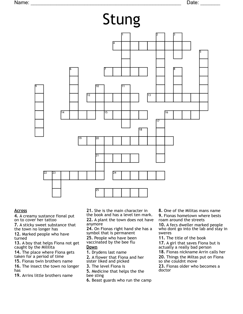 Stung Crossword