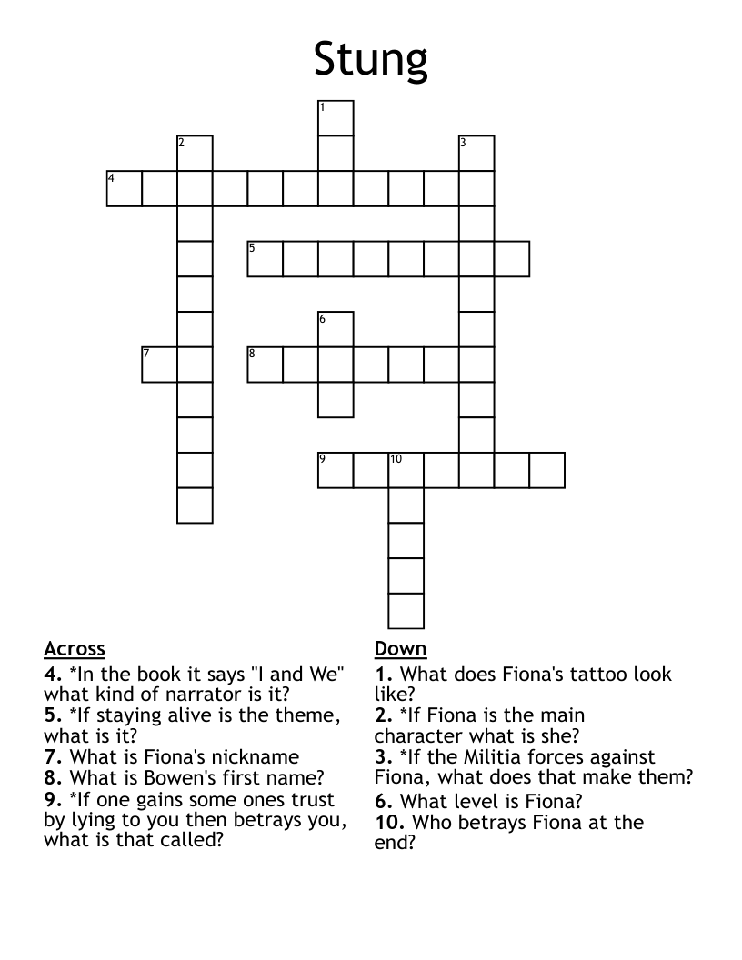 Stung Crossword