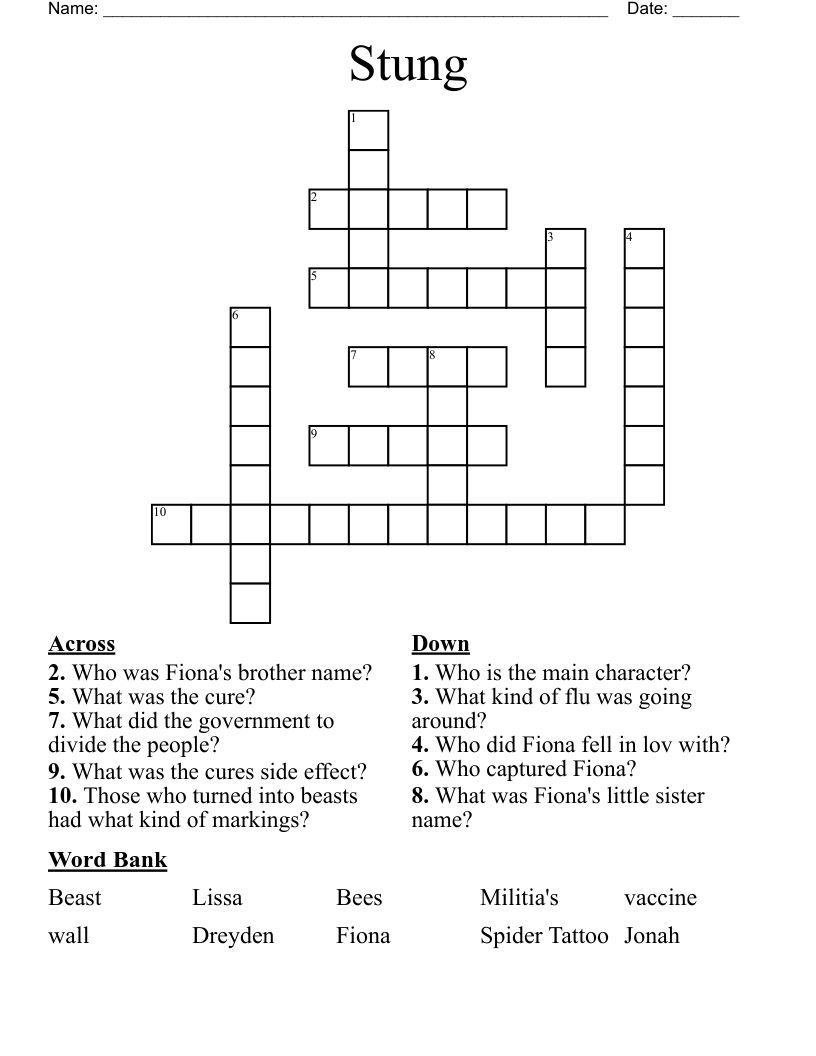 Stung Crossword