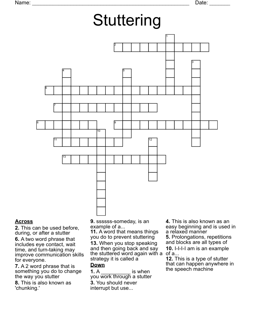 Stuttering Crossword