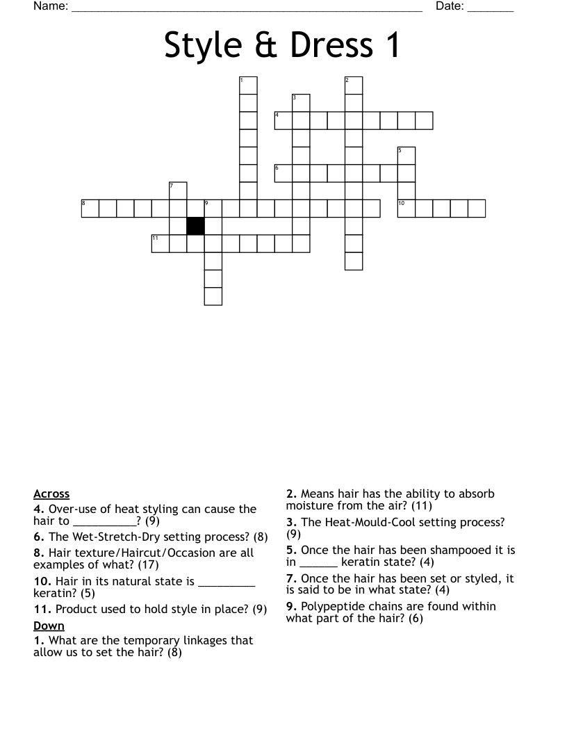Style & Dress 1 Crossword