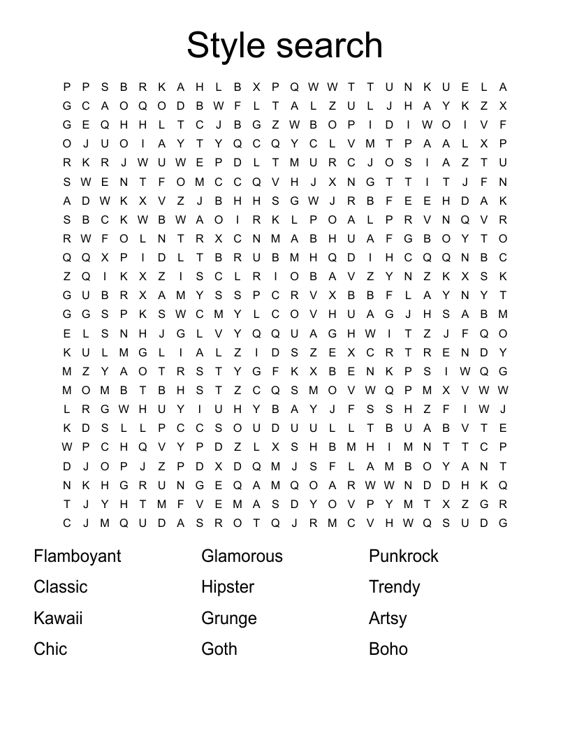 Style search Word Search
