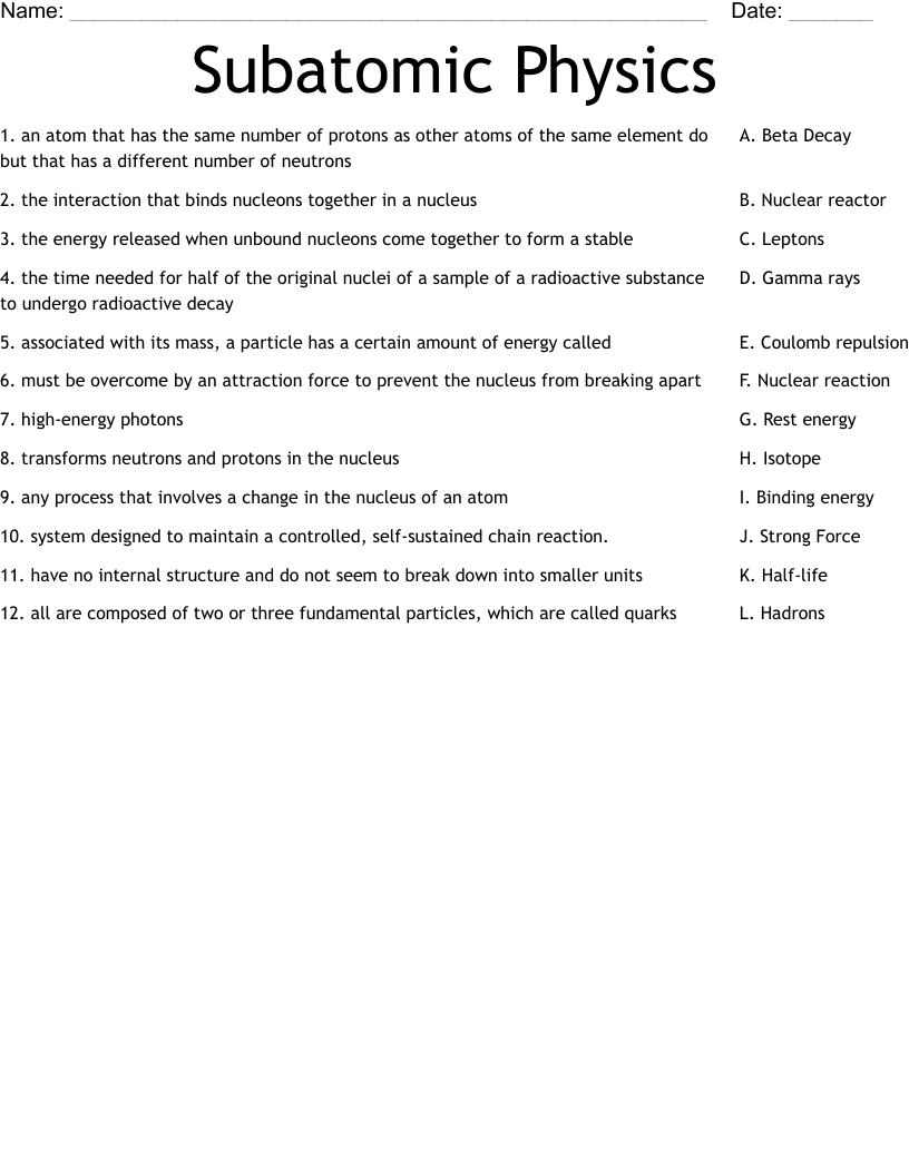 Subatomic Physics 