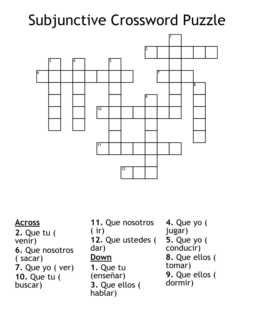 Subjunctive Crossword Puzzle 